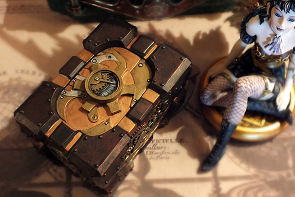 スチームパンク ガス圧力ゲージ型ボックス Gearwork Steampunk Antique 