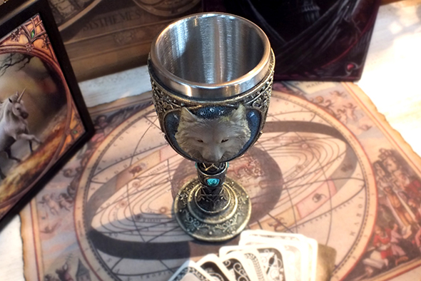 ゴシックウルフ(狼)ワインチャリスゴブレット Wolf Wine Chalice Gothic Goblet