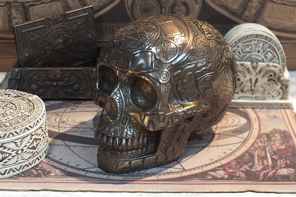 マヤ文明 アステカ(暦石)カレンダー ブロンズ アステカスカル Bronze Aztec Skull 