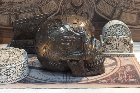 マヤ文明 アステカ(暦石)カレンダー ブロンズ アステカスカル Bronze Aztec Skull 