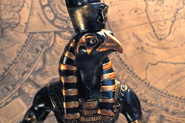 古代エジプトの戦士神 ファルコンコブラホルス像 Egyptian Falcon Cobra Horus Statue  
